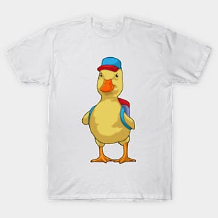 Duck as Student with Backpack & Cap T-Shirt